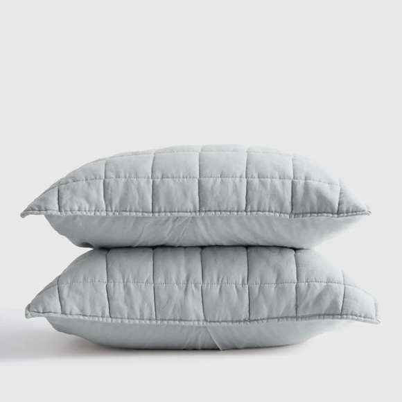 Queen Quince European Linen Duvet Cover Set with box quilted shams - Picture 4 of 5